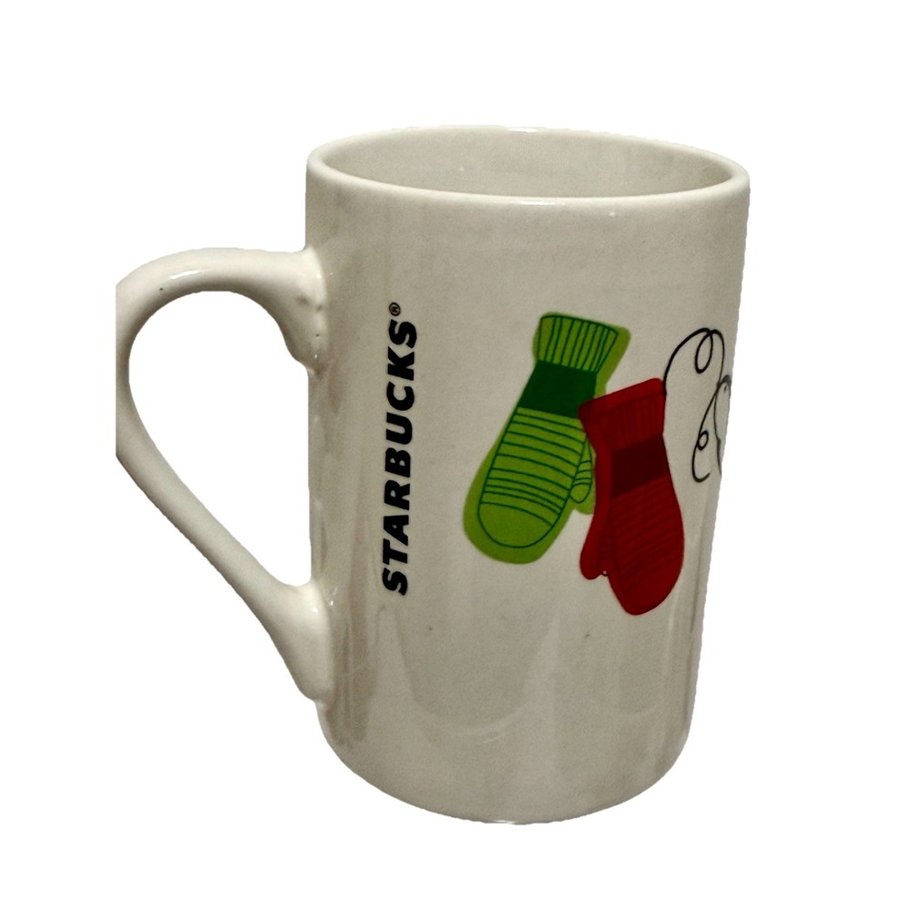 Starbucks  2011 Ceramic  Coffee Cup Mug Christmas Holiday Mittens Dove‎ 10 Oz